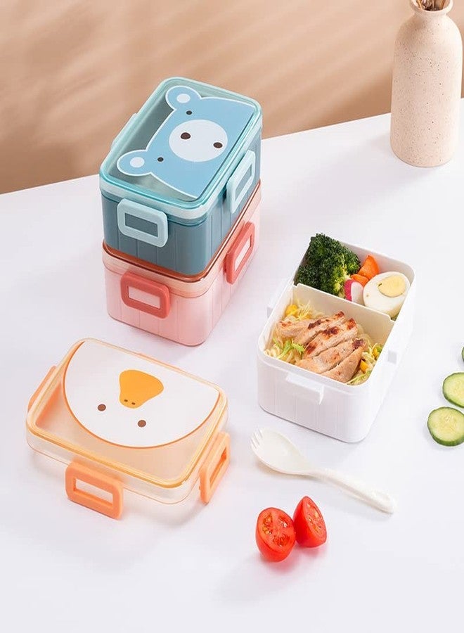 Shivaaro Lunch Box 2 Compartment Lunch Boxes Reusable Microwave Freezer Safe Food Containers for Adults and Kids (Multicolor) - Image 1